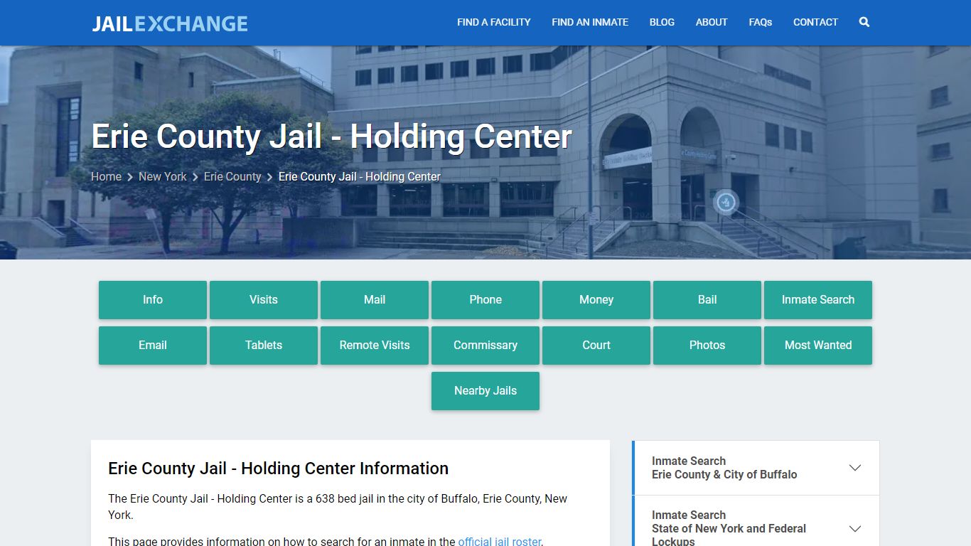 Erie County Jail - Holding Center, NY Inmate Search, Information